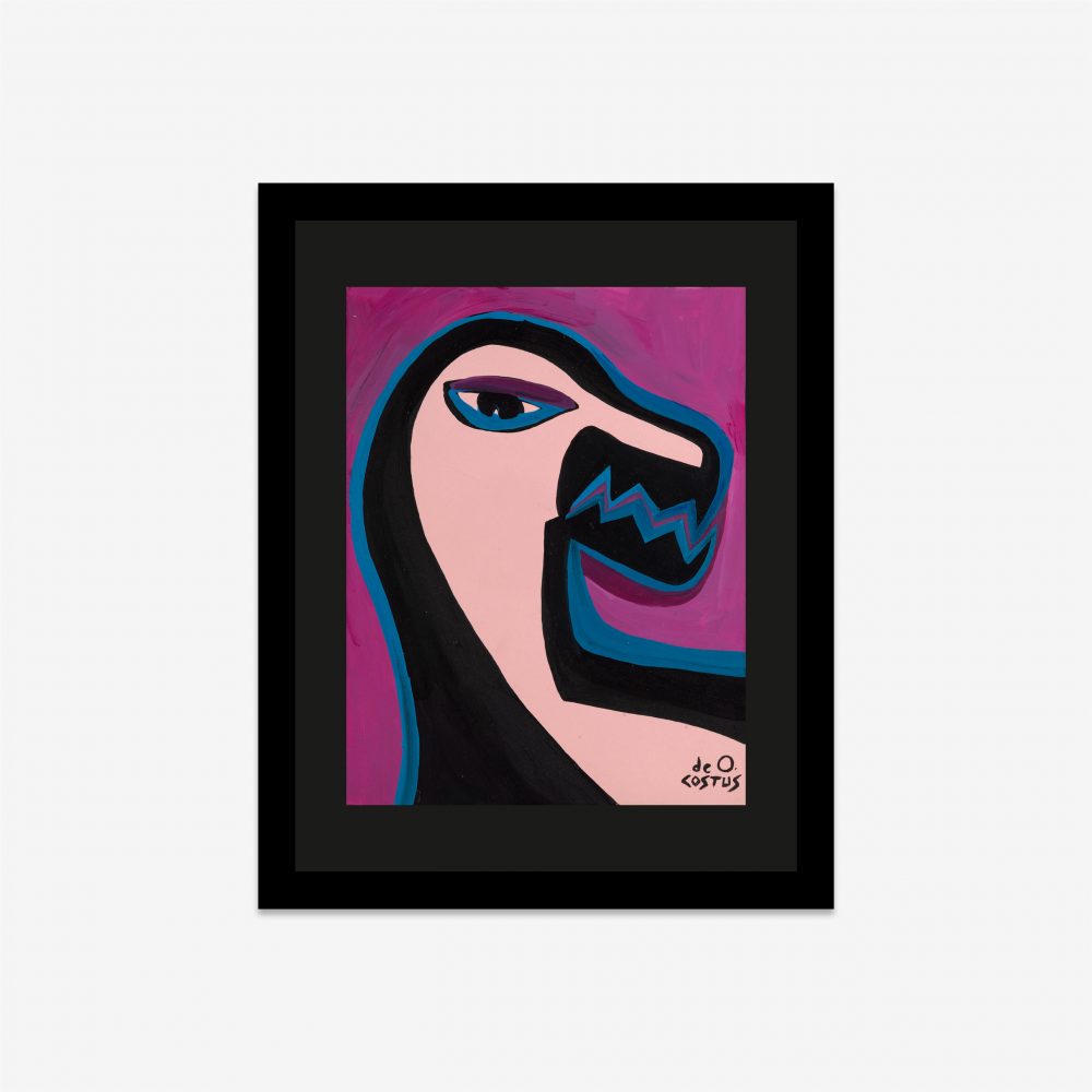 Pájaro salmón y negro sobre rosa -Costus Juan de O - Imago Dei Gallery