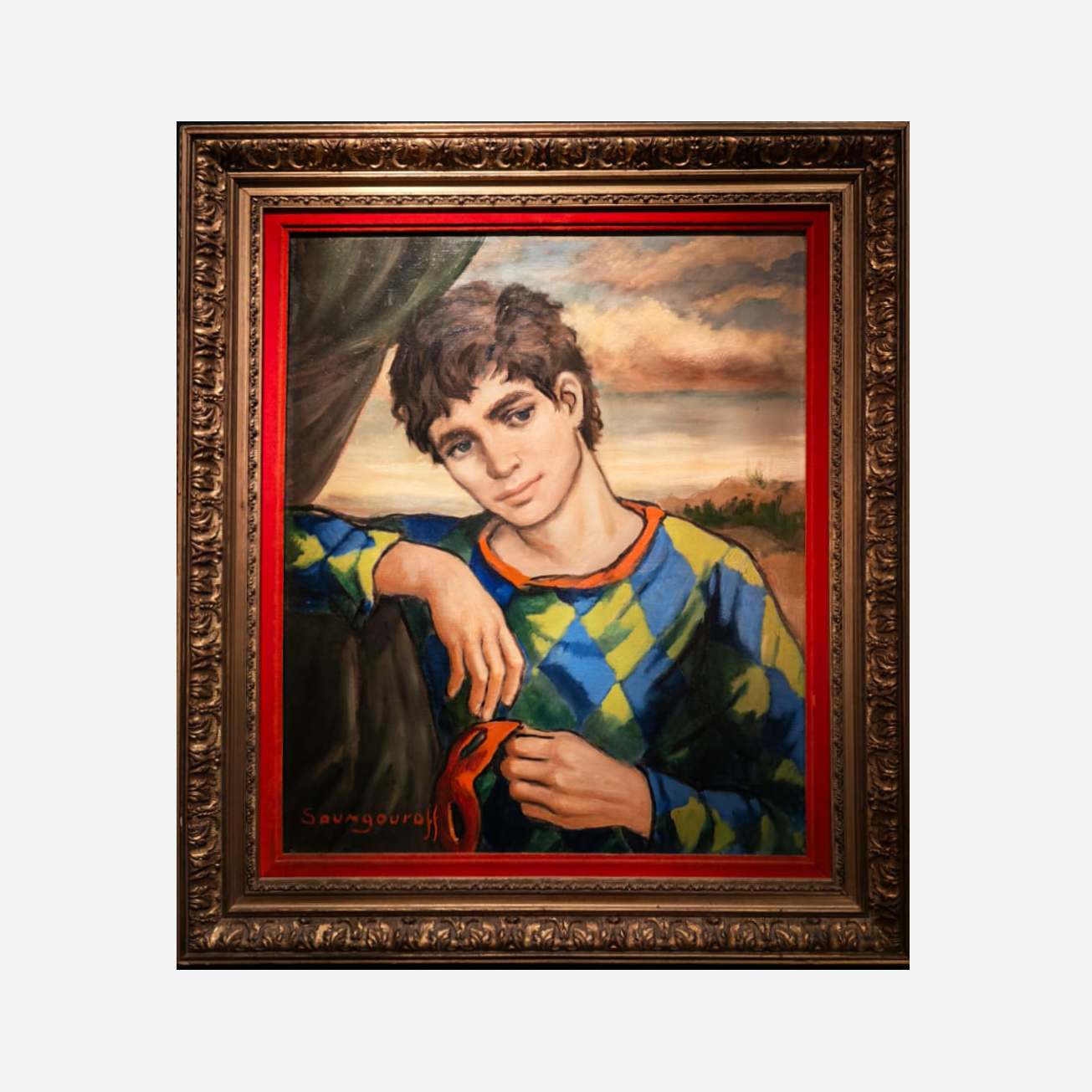 ANATOLA SOUNGOUROFF, Young Harlequin, Oil on canvas Material: Oil on canvas Typology: Painting Period: 1970, 55 x 46 cm; 71.50 x 63.00 cm (framed) Reference: MF289, artwork at IMAG