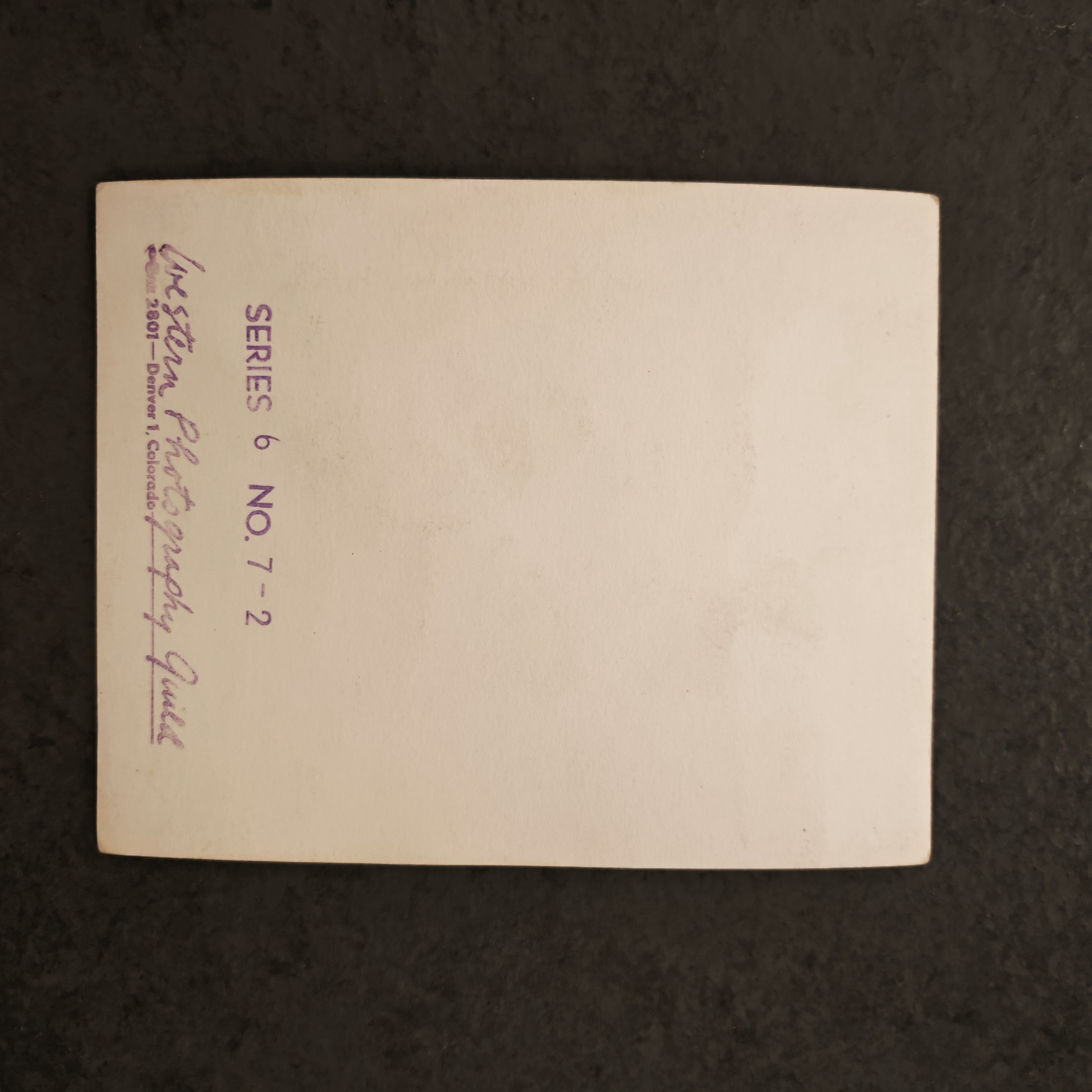 Verso of Don Whitman Bill Keenan WPG print showing blue Series 6 stamp