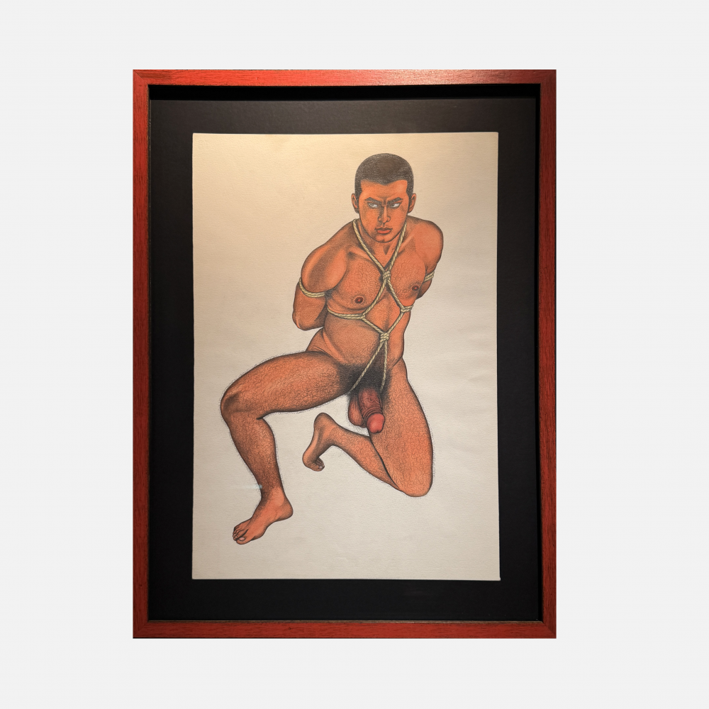 Go Mishima (Tsuyoshi Yoshida) – Sin Título (Young man bound), 1970, pencil and watercolor on paper