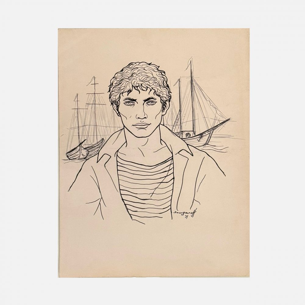Antonin Ivanovitch Soungouroff - Portrait de marin - Drawing 1971