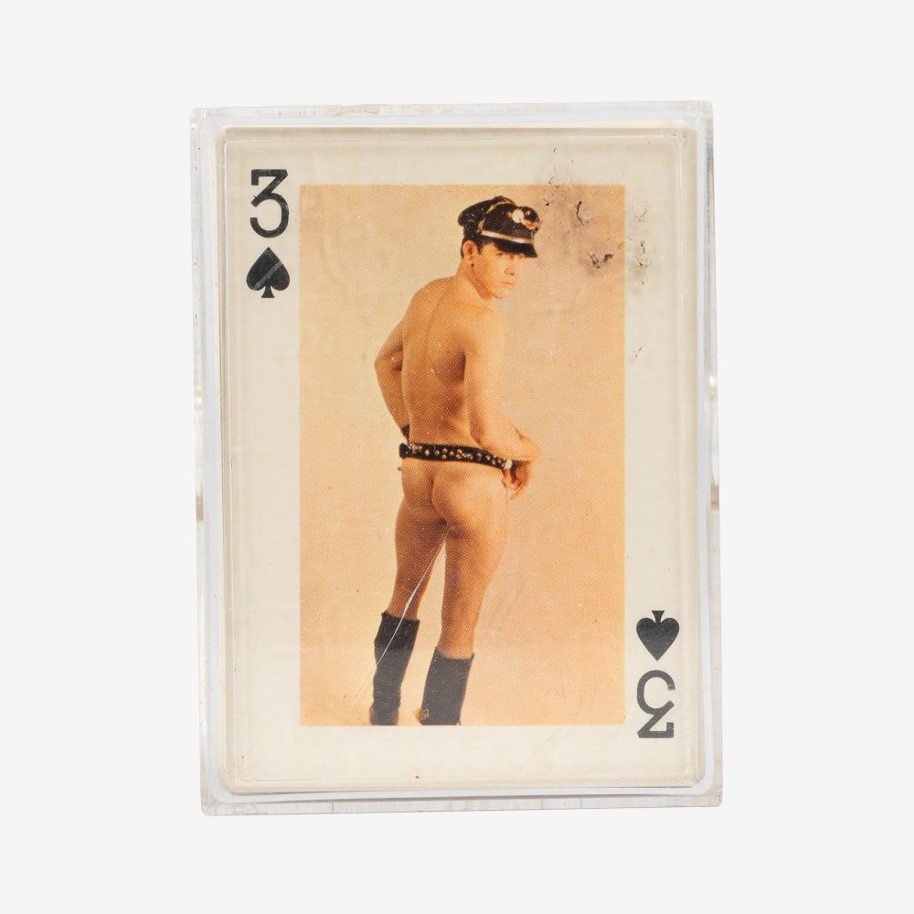 Erotic Masculine Playing Card, Three of Swords, Colour photographic print, 8.8 × 5.8 cm, Edition: 52 cards + 2 jokers, artwork at IMAGO DEI Gallery