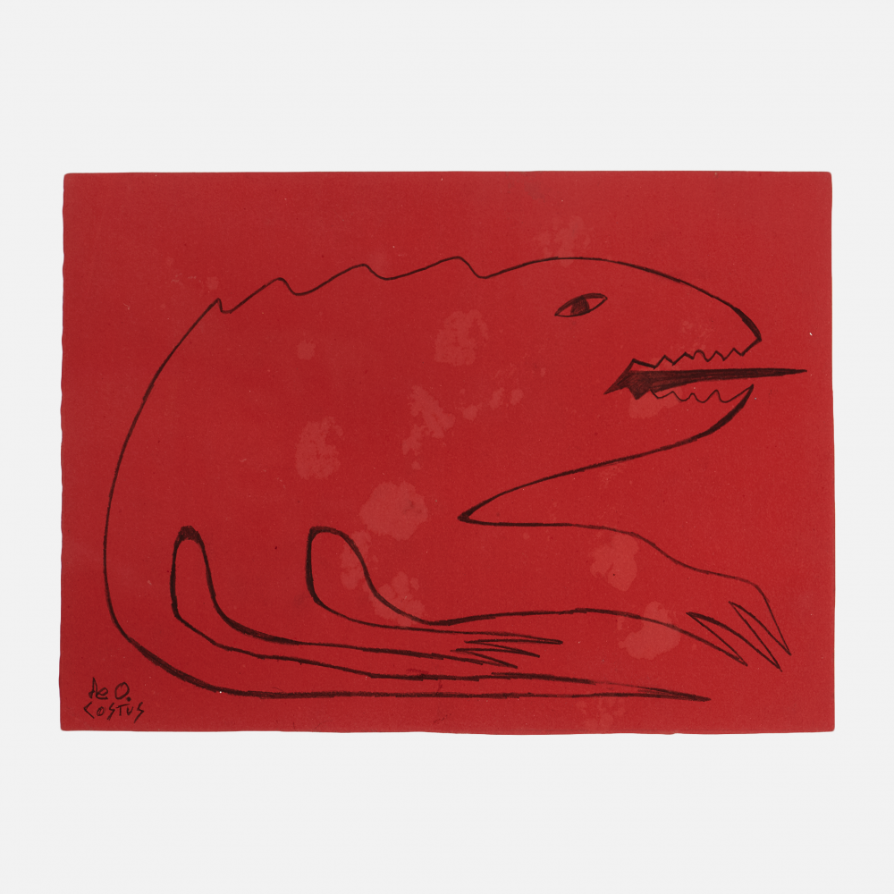 COSTUS, Iguana, mixed media on paper, 32 x 25 cm, artwork at IMAGO DEI Gallery