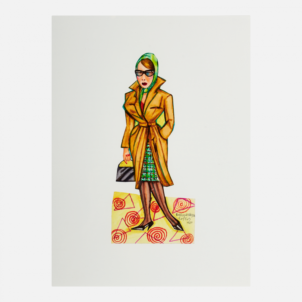 Personaje Femenino para Cómic COS-041 Técnica mixta sobre cartulina 27.5 x 12 cm Costus La Movida Madrileña SOLD
