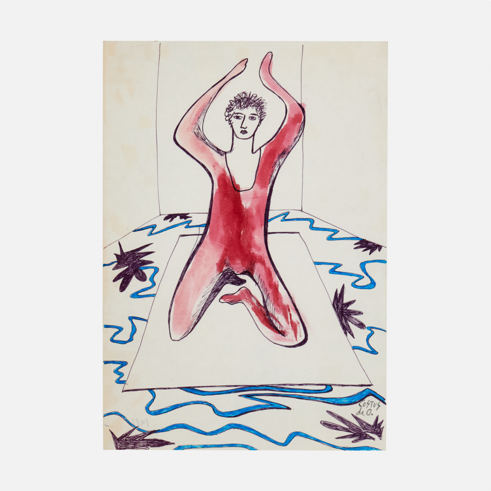 COSTUS, Yogui, mixed media on paper, 31 x 21.5 cm, artwork at IMAGO DEI Gallery