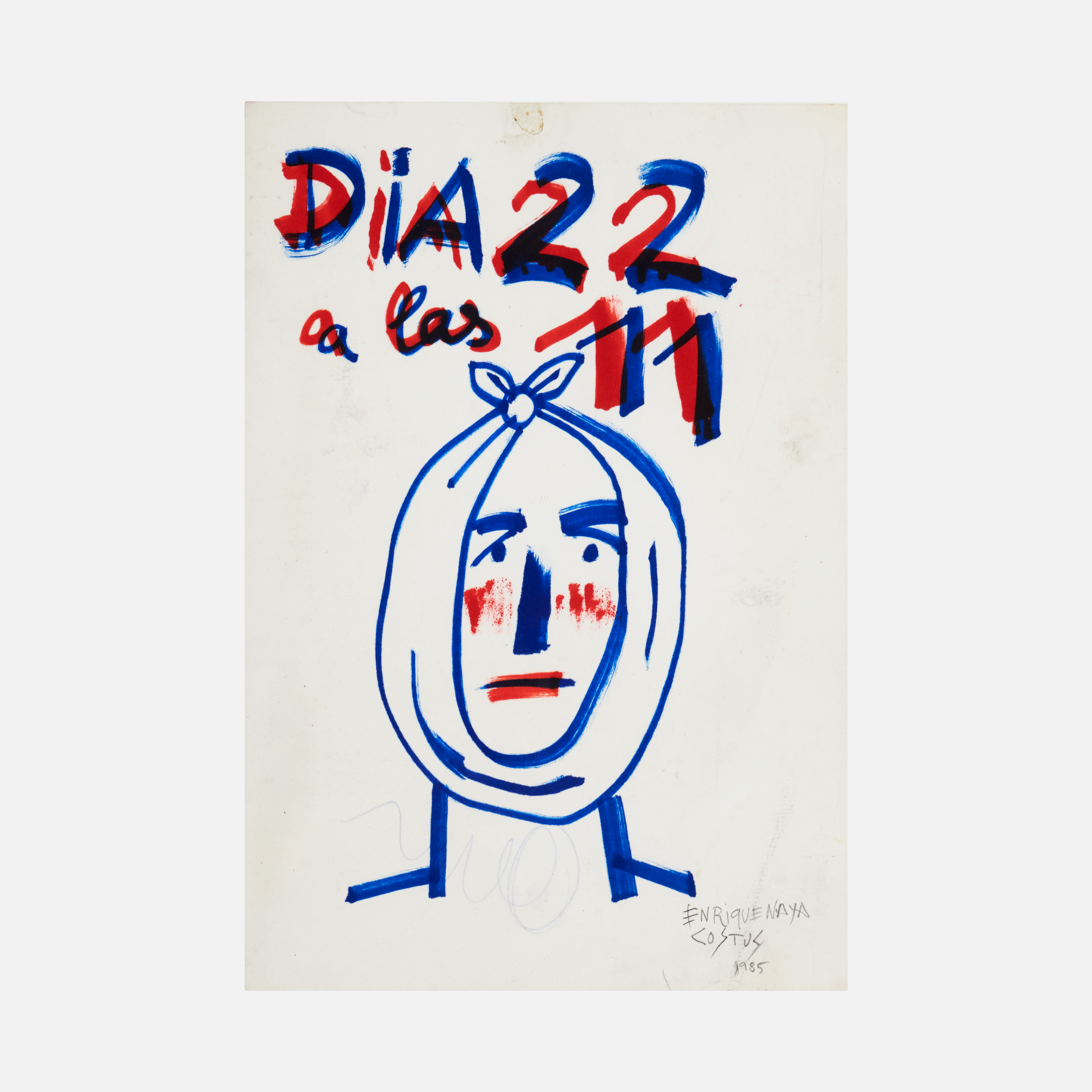 COSTUS, Recordatorio de Cita en el Dentista. Día 22 a las 11, mixed media on paper, 31.5 x 21.5 cm, 1985, artwork at IMAGO DEI Gallery