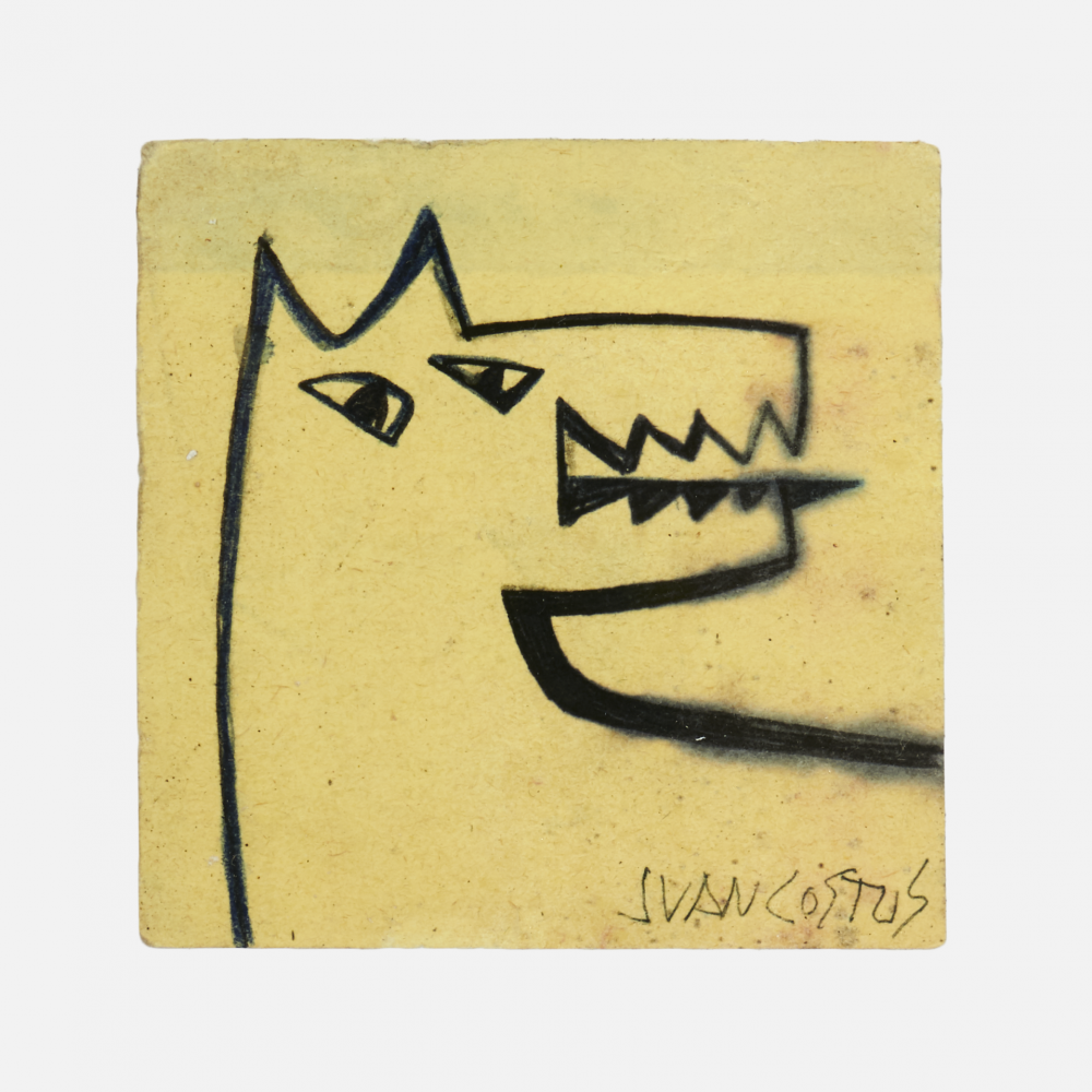 Perro COS-062 Rotulador sobre papel 8 x 8 cm Costus La Movida Madrileña SOLD