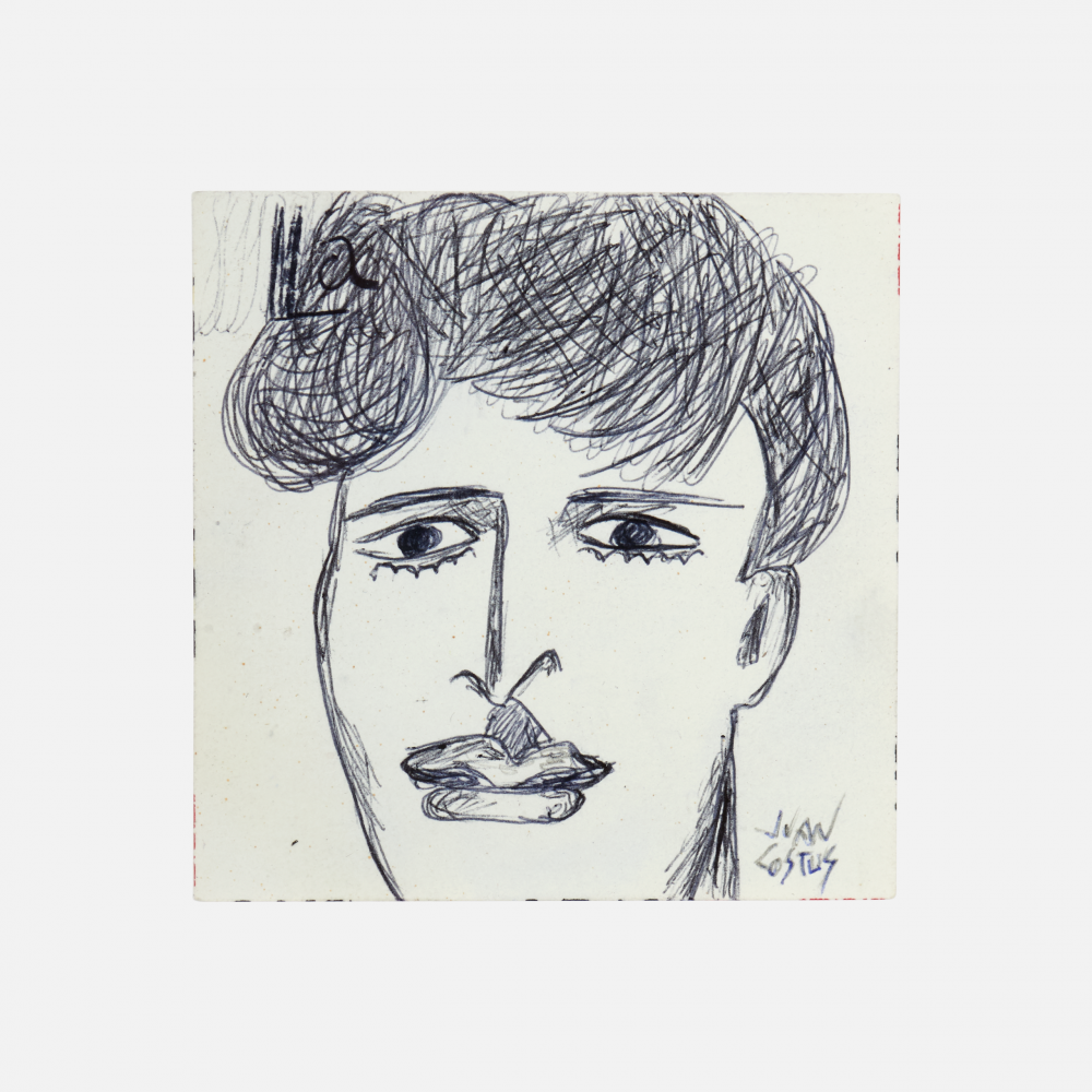 COSTUS, Retrato Masculino, ink on paper, 10 x 10 cm, artwork at IMAGO DEI Gallery