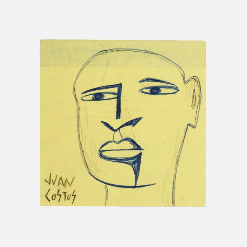 COSTUS, Retrato Masculino, ink on paper, 10 x 10 cm, artwork at IMAGO DEI Gallery
