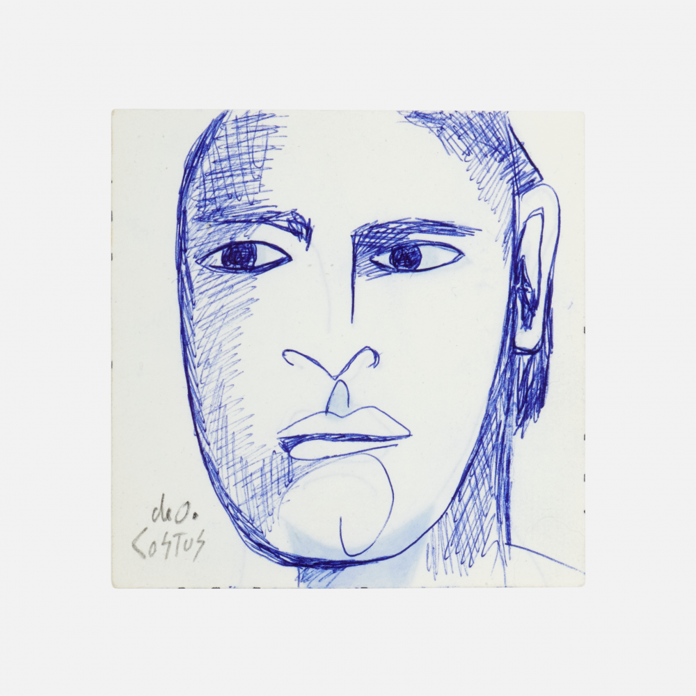 COSTUS, Retrato Masculino, ink on paper, 10 x 10 cm, artwork at IMAGO DEI Gallery
