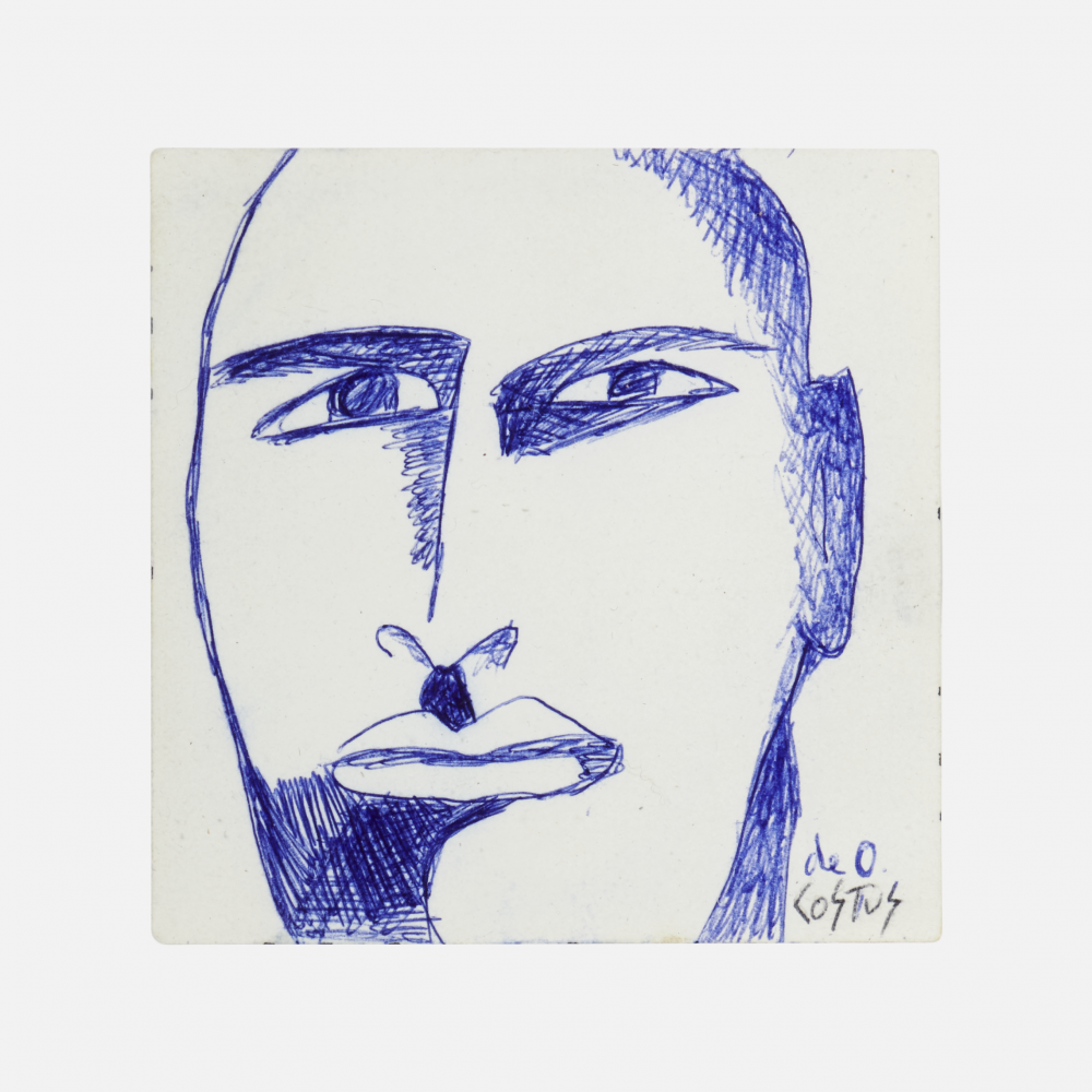 COSTUS, Retrato Masculino, ink on paper, 10 x 10 cm, artwork at IMAGO DEI Gallery