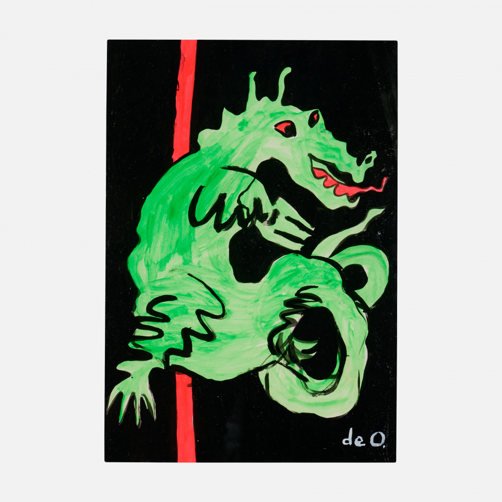COSTUS, Dragón Verde, acrylic on paper, 41 x 29 cm, artwork at IMAGO DEI Gallery