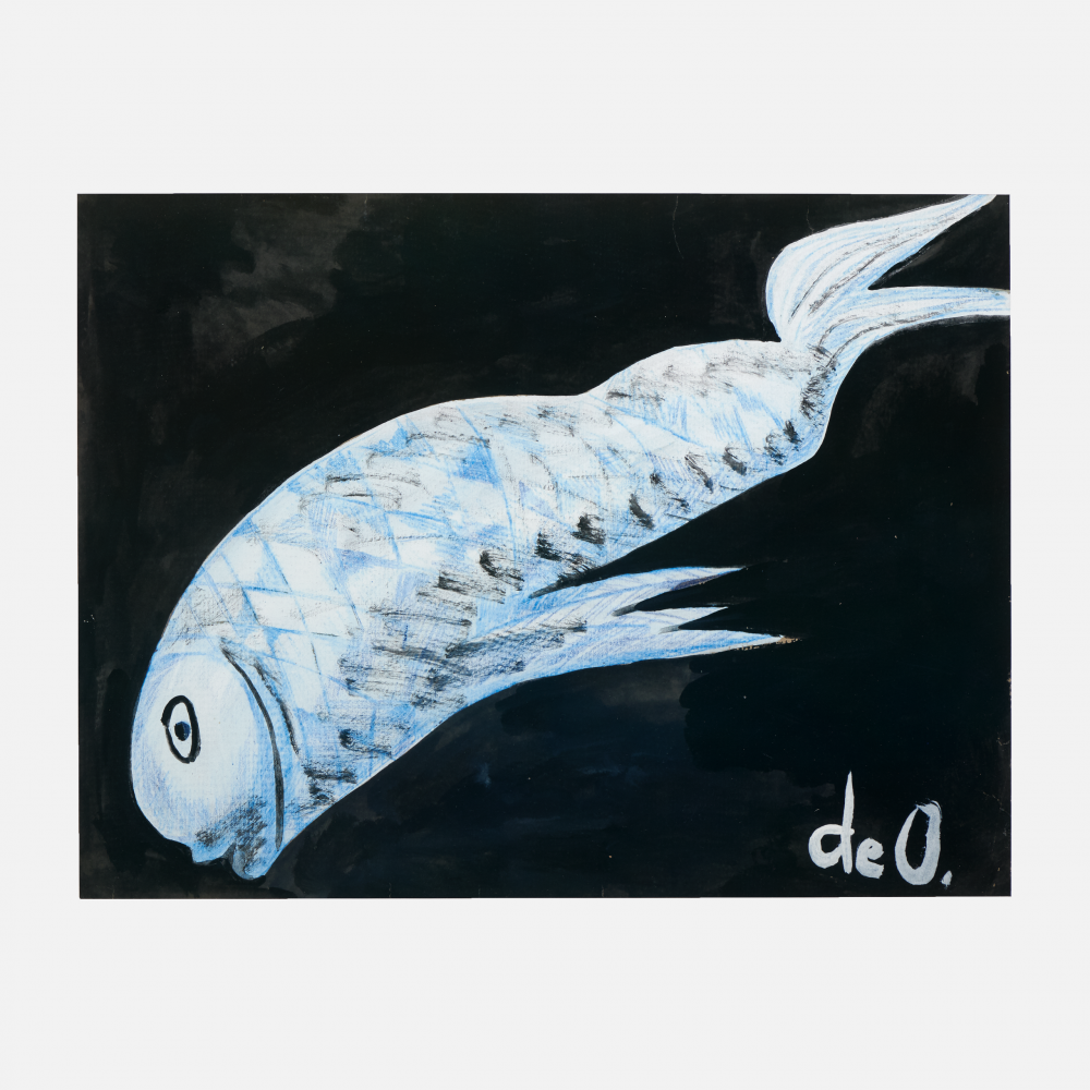COSTUS, Pez en Mar Negro, acrylic on paper, 37 x 49 cm, 1981, artwork at IMAGO DEI Gallery