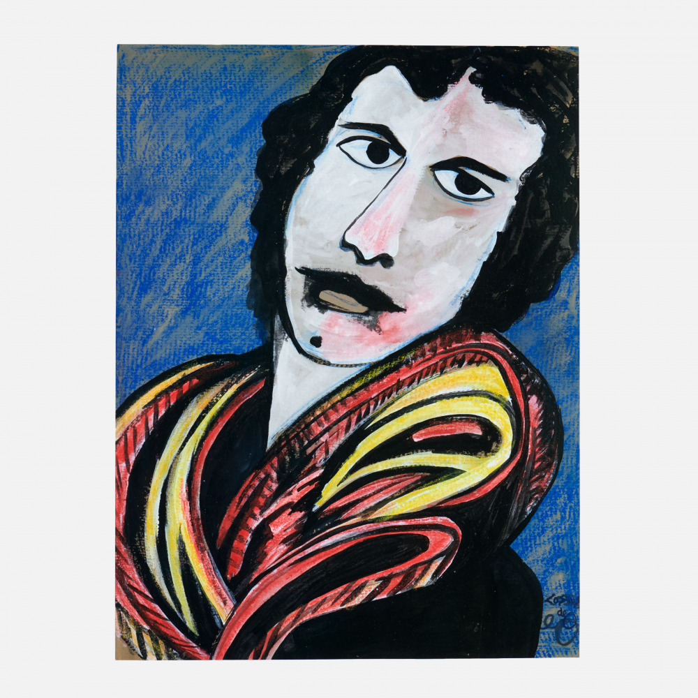 COSTUS, Hombre con Poncho, acrylic on paper, 49 x 37 cm, 1981, artwork at IMAGO DEI Gallery