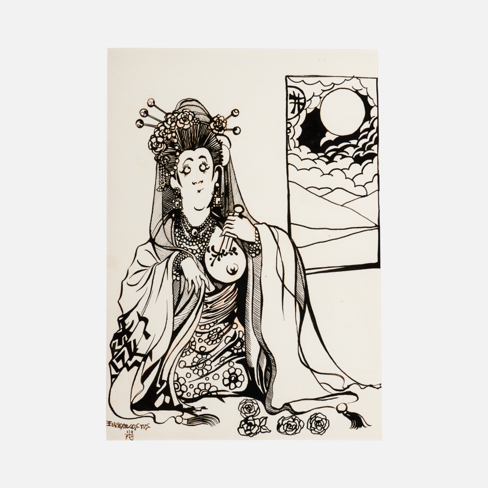 COSTUS Madame Butterfly COS-087 ink on paper 25x18cm 1985 La Movida Madrileña
